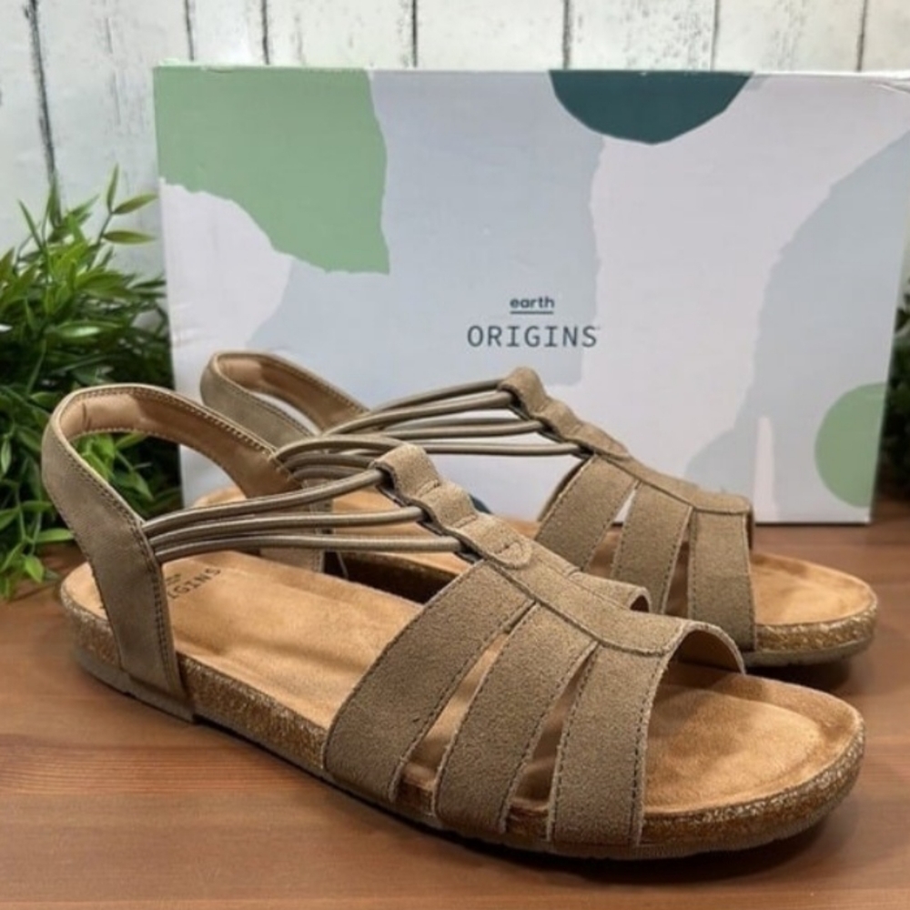 Earth Origins Laney Wide Width Leather Sling-Back Sandals